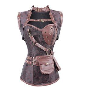 Brown Brocade Vintage Steampunk Bustiers Corsets